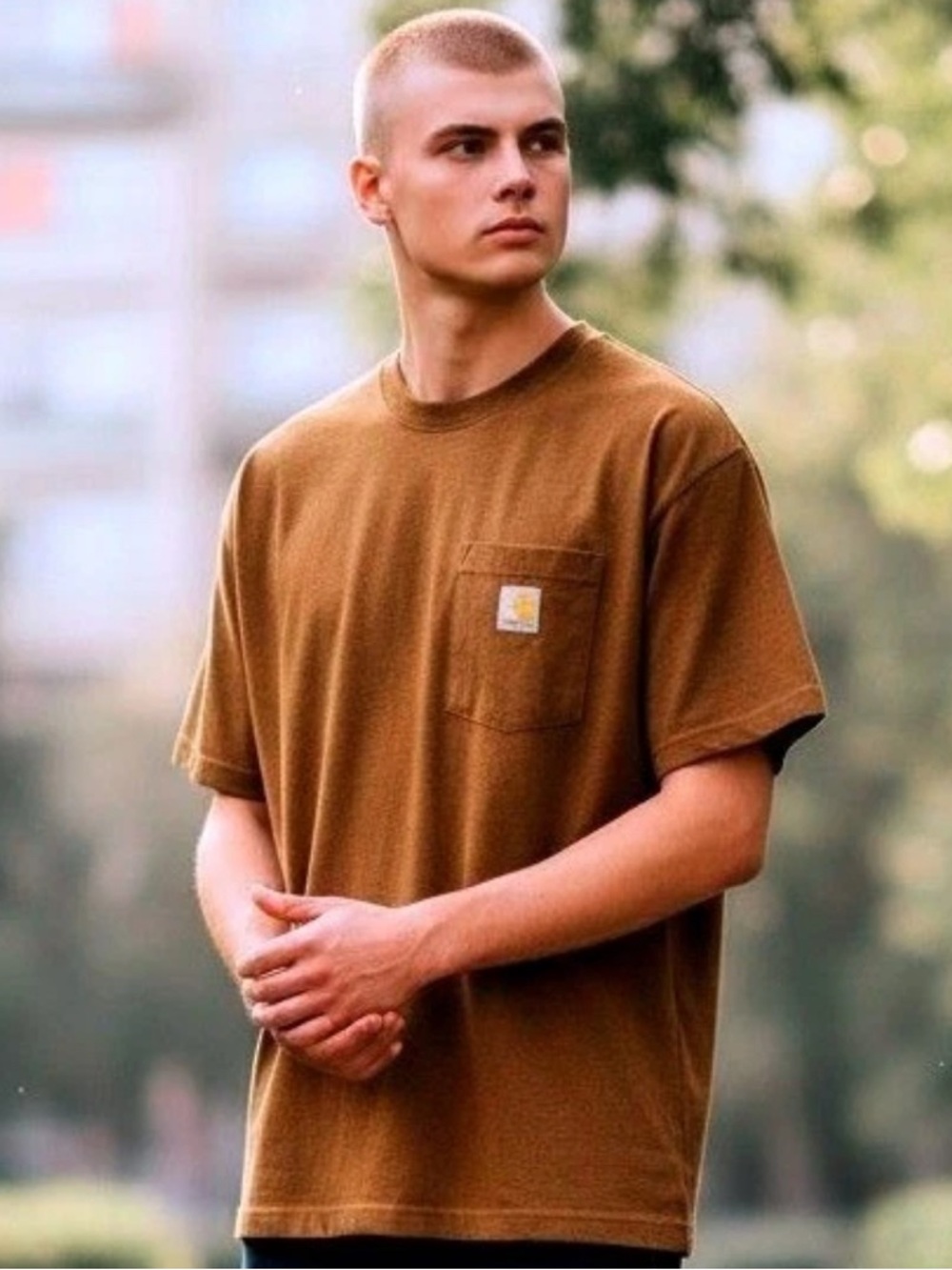 Carhartt Loose Fit Pocket T-Shirt in Brick Brown